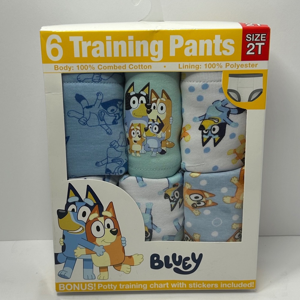 Bluey Boys 6 Pack Potty Training Pants Size 2T Blue Cotton Briefs New